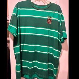 Star Wars Green Striped Tee with Yoda Embroidery